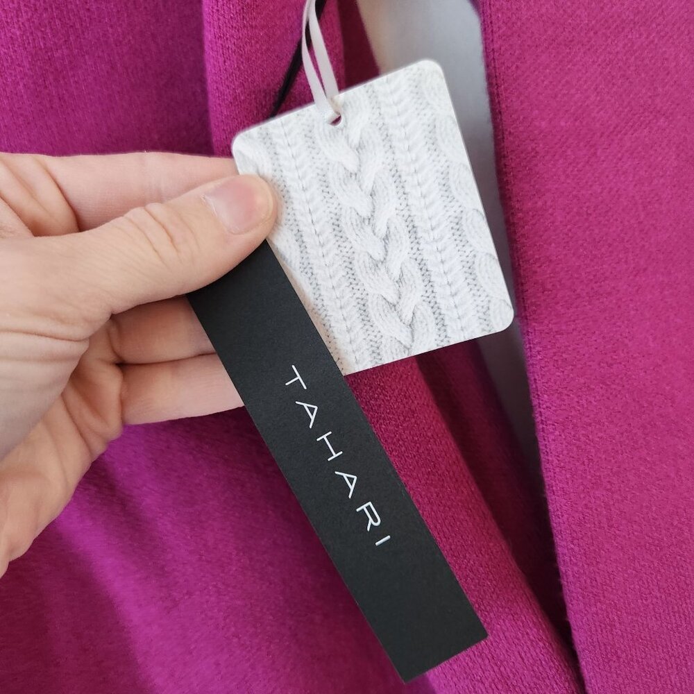 NWT Tahari Maroon Purple Mock Neck Sweater Jeweled Cuffs Women's S - Picture 6 of 9
